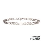 Inox 4.7mm Titanium Figaro Chain Bracelet - 7.5"