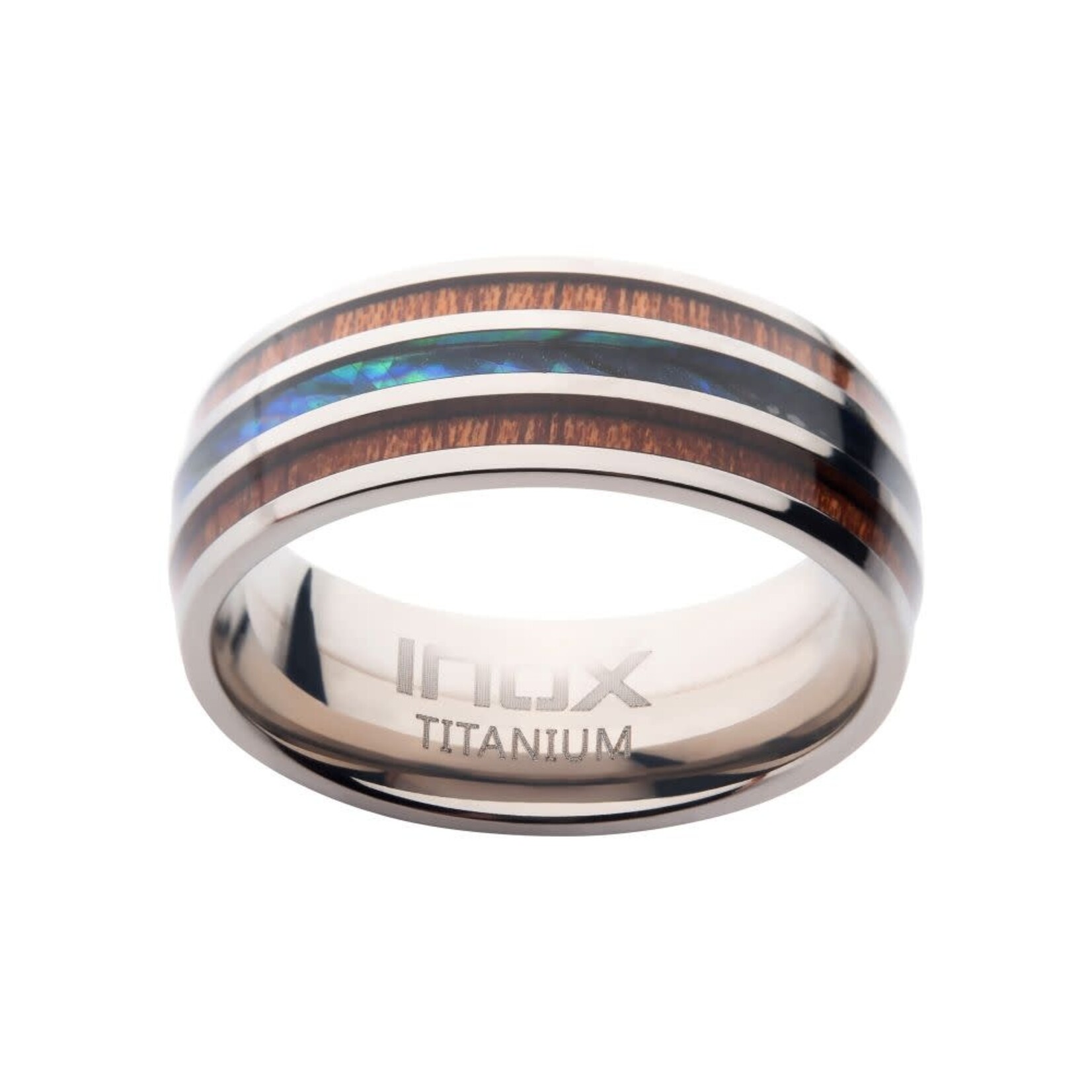 Inox Titanium Wood & Shell Ring