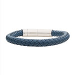 Inox 8mm Blue Genuine Full Grain Cowhide Leather Bracelet - 8"-8.5"