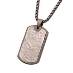 Inox Gun Metal IP Stainless Steel Chiseled Bold Tag Firenze Pendant with Box Chain - 24"