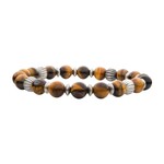 Inox Tiger Eye Stones with Black Oxidized Beads Bracelet Stretch