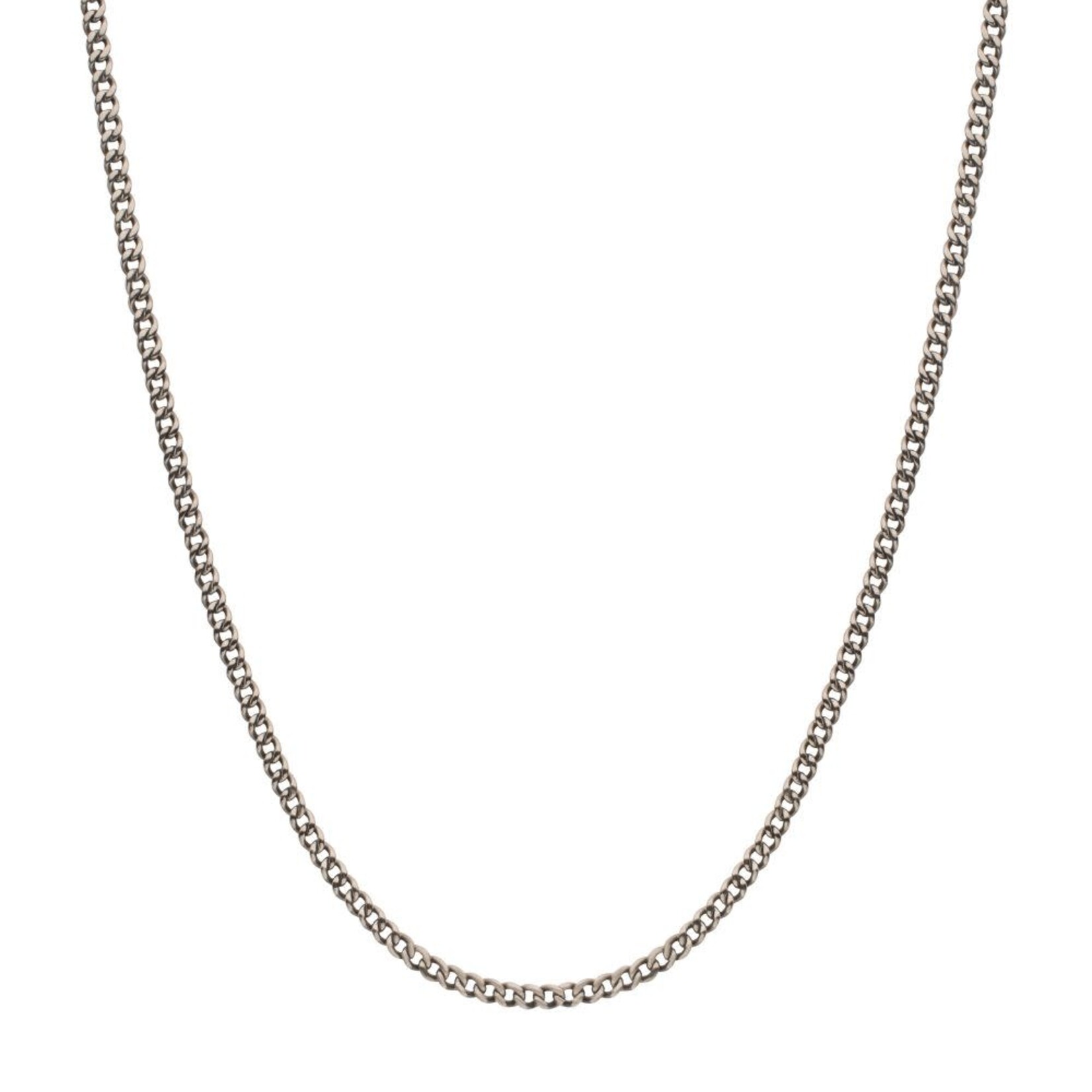 Inox 3.5mm Titanium Flat Curb Chain Necklace - 16"