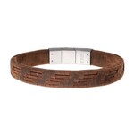 Inox Twill Weave Suede Brown Leather Bracelet - 8.25"-8.75"