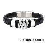 Inox Stainless Steel & Matte Black Leather Bohemian Bracelet - 8.25"-8.75"