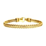 Inox 18Kt Gold IP Double Diamond Cut Spiga Chain Bracelet - 8"