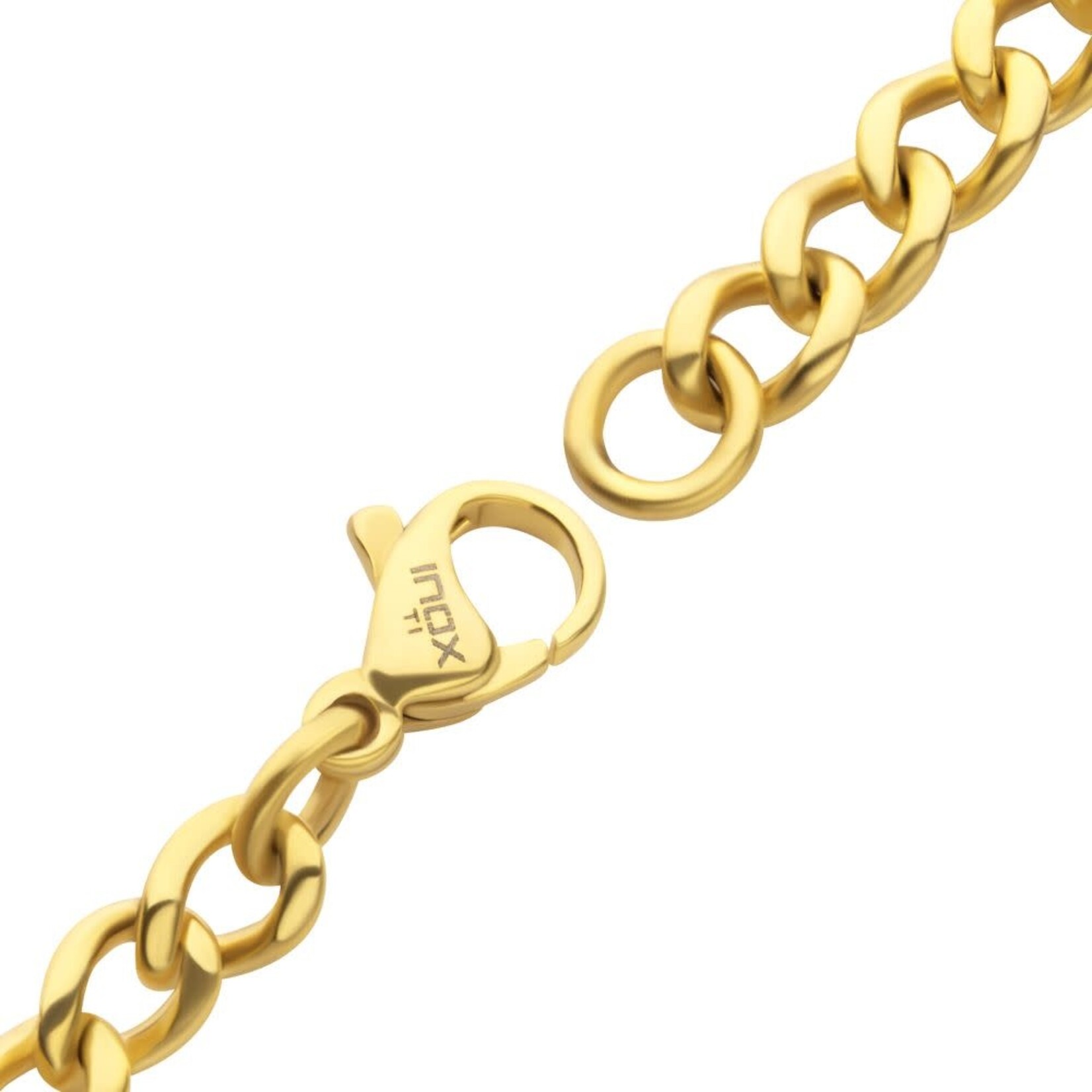 Inox 4.35mm 18Kt Gold IP Titanium Flat Curb Chain Bracelet - 7"