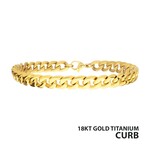 Inox 7.4mm 18Kt Gold IP Titanium Curb Chain Bracelet - 7.5"