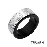 Inox Black IP Stainless Steel Bold Ornate Ring