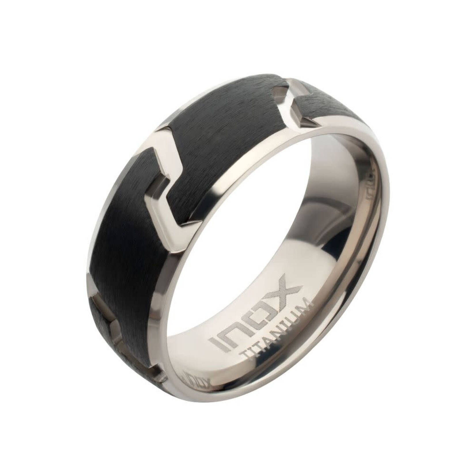 Inox Black IP Titanium Tread Pattern Ring