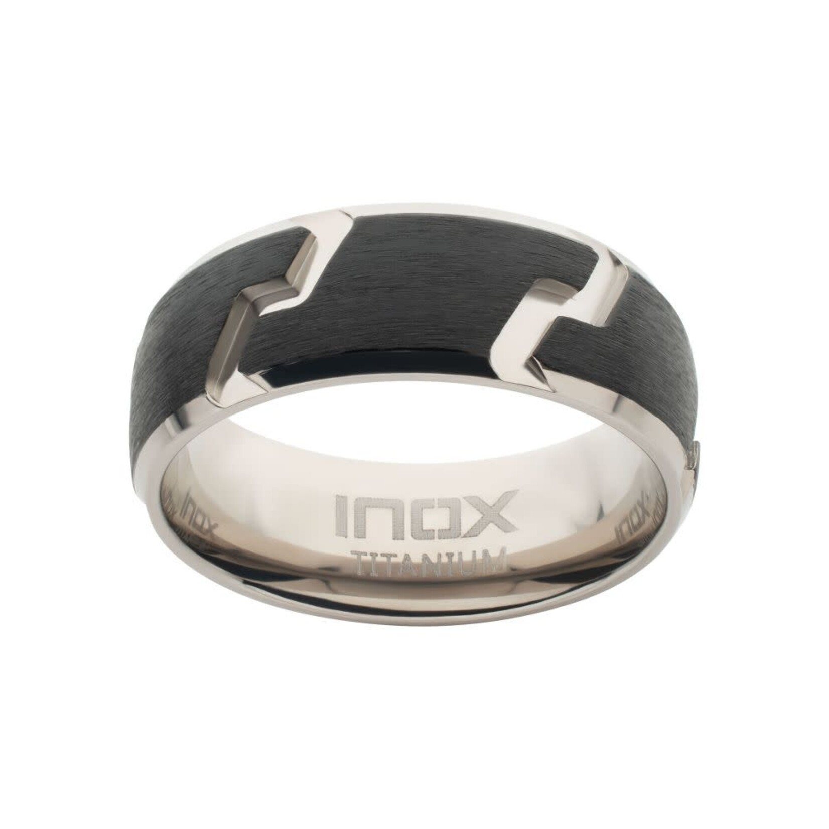 Inox Black IP Titanium Tread Pattern Ring