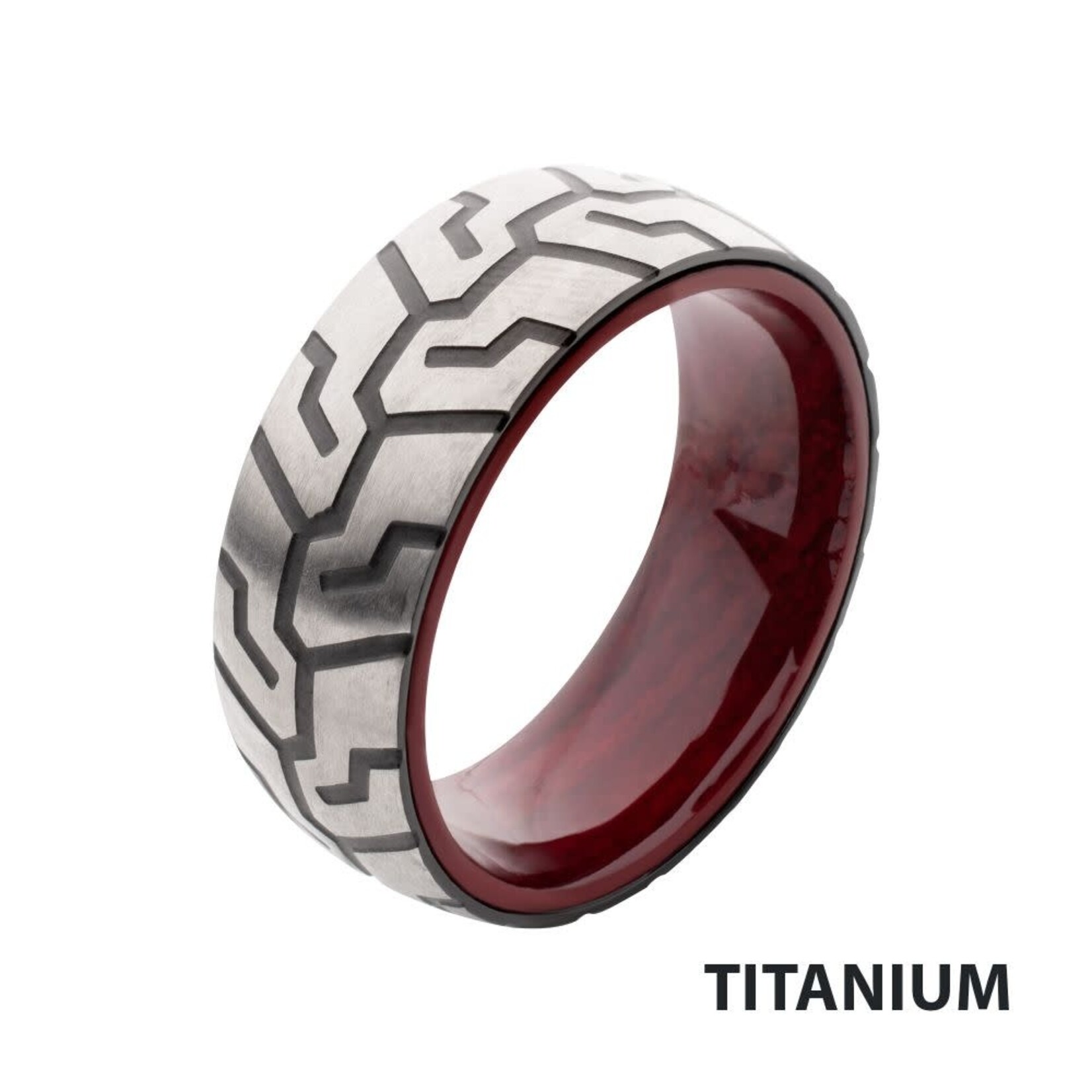 Inox Titanium & Redwood Matte Finish Tiremark Comfort Fit Ring