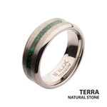 Inox Malachite Stone Inlay Comfort Fit Titanium Ring