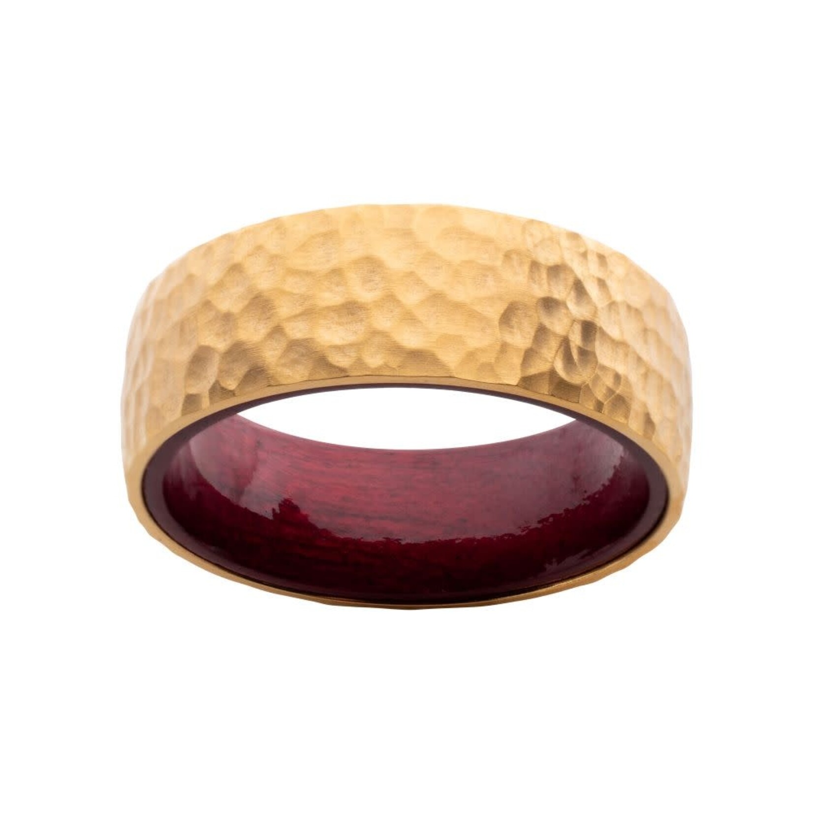 Inox Gold IP Titanium & Redwood Matte Finish Hammered Comfort Fit Ring