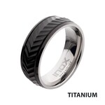 Inox Black IP Titanium Matte Finish Chevron Comfort Fit Ring