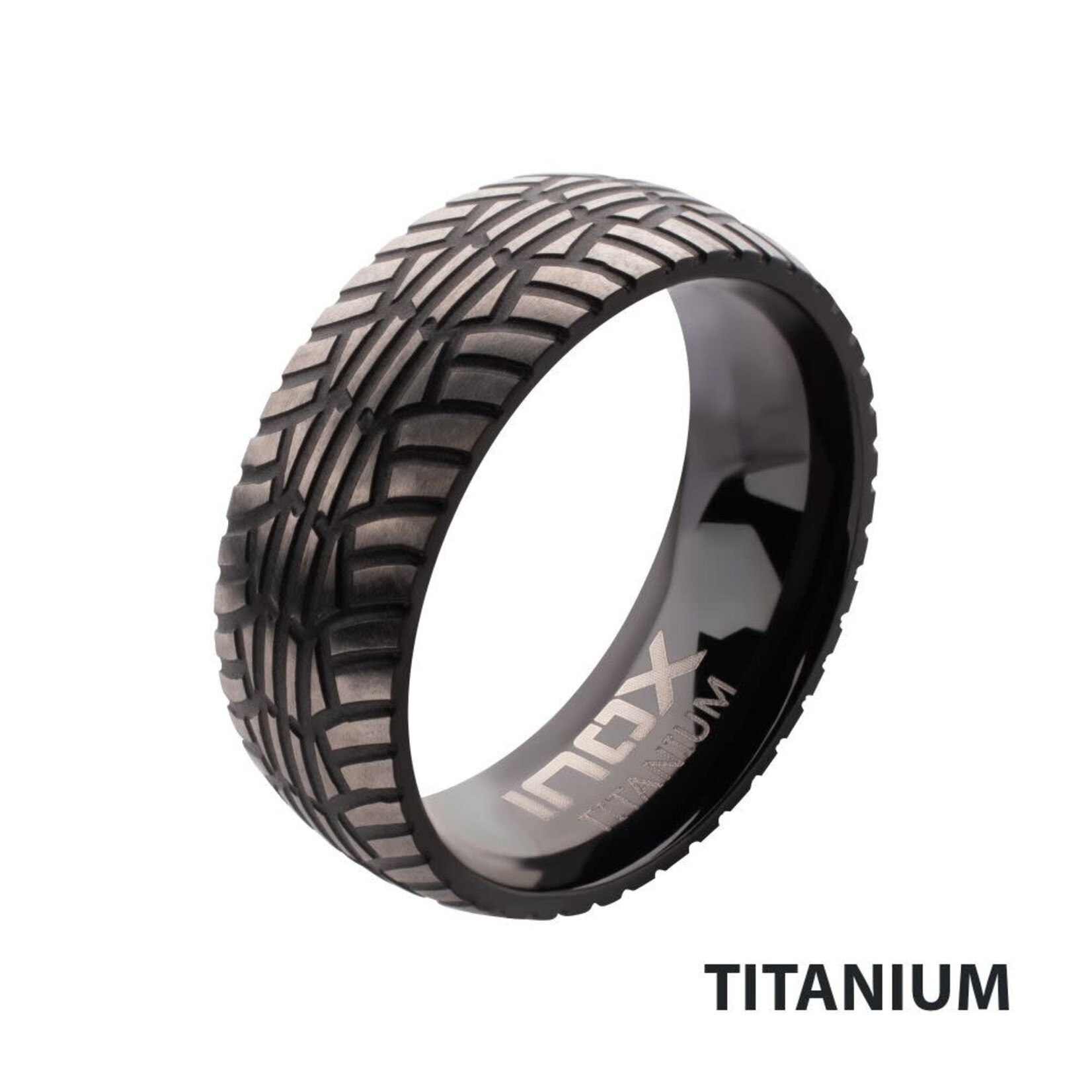 Inox Black IP Titanium Matte Finish Tiremark Comfort Fit Ring
