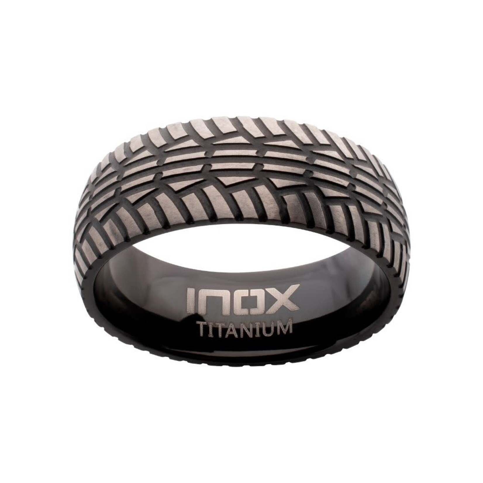 Inox Black IP Titanium Matte Finish Tiremark Comfort Fit Ring