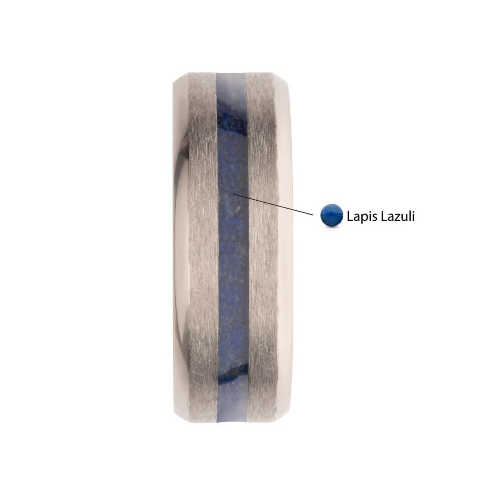 Inox Lapis Lazuli Stone Inlay Comfort Fit Titanium Ring