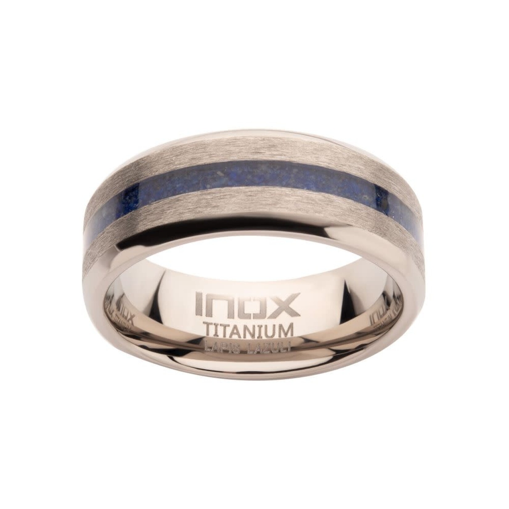 Inox Lapis Lazuli Stone Inlay Comfort Fit Titanium Ring