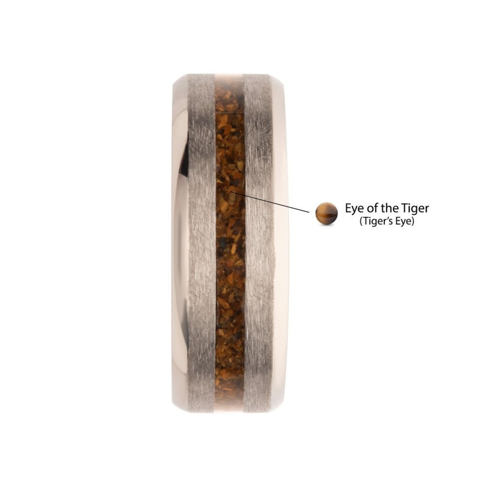Inox Tiger Eye Stone Inlay Comfort Fit Titanium Ring