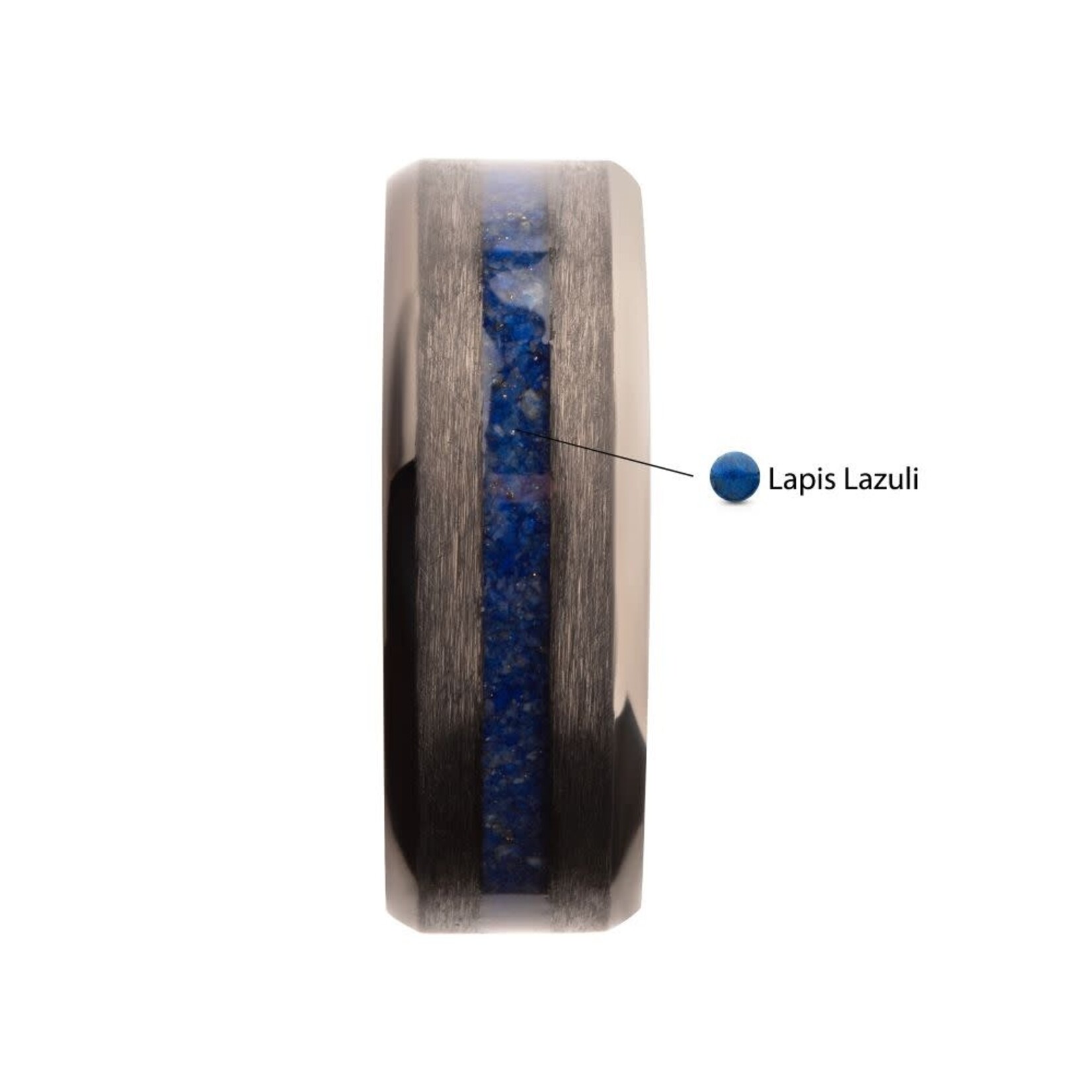 Inox Lapis Lazuli Stone Inlay Comfort Fit Black IP Titanium Ring