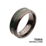 Inox Malachite Stone Inlay Comfort Fit Black IP Titanium Ring