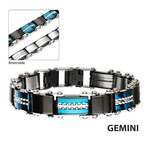 Inox Double Sided Stainless Steel Black IP & Blue IP Reversible Bracelet - 7.75"-8.25"