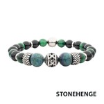 Inox Black Onyx, Green Tiger Eye & Lapis Lazuli Stone with Cast Steel Bead Bracelet Elastic