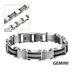 Inox Double Sided Black IP & Steel Edge Polish Finished Reversible Bracelet - 7.75"-8.25"