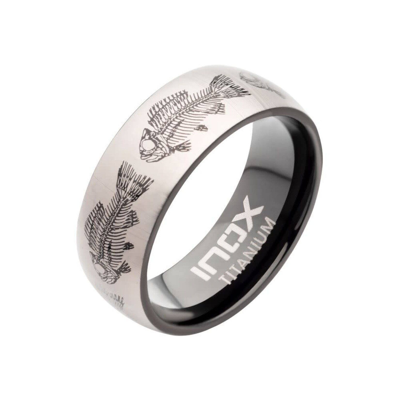 Inox Titanium Black IP with Fishbone Design Comfort Fit Ring