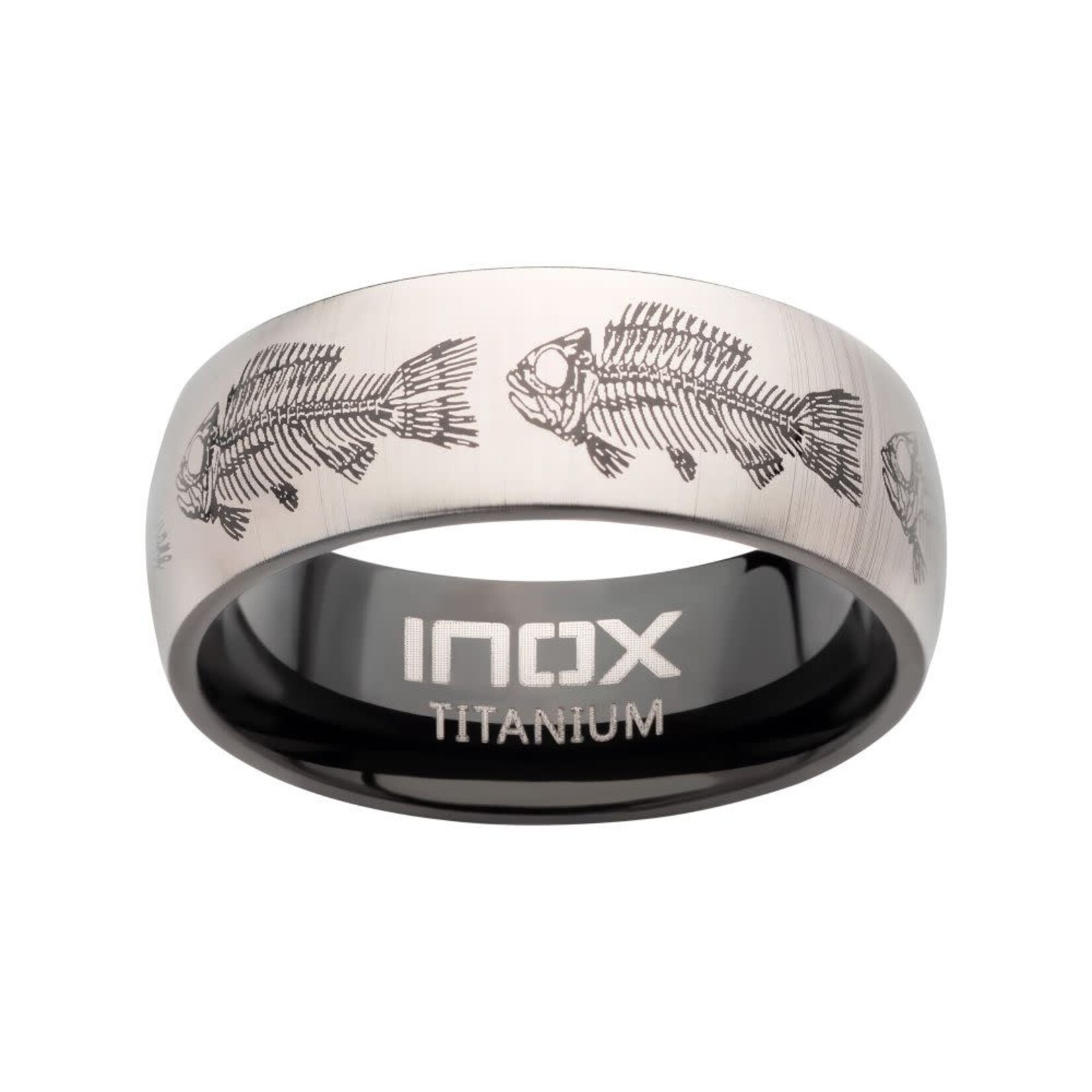 Inox Titanium Black IP with Fishbone Design Comfort Fit Ring