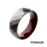 Inox Titanium & Redwood Matte Finish Mosaic Comfort Fit Ring