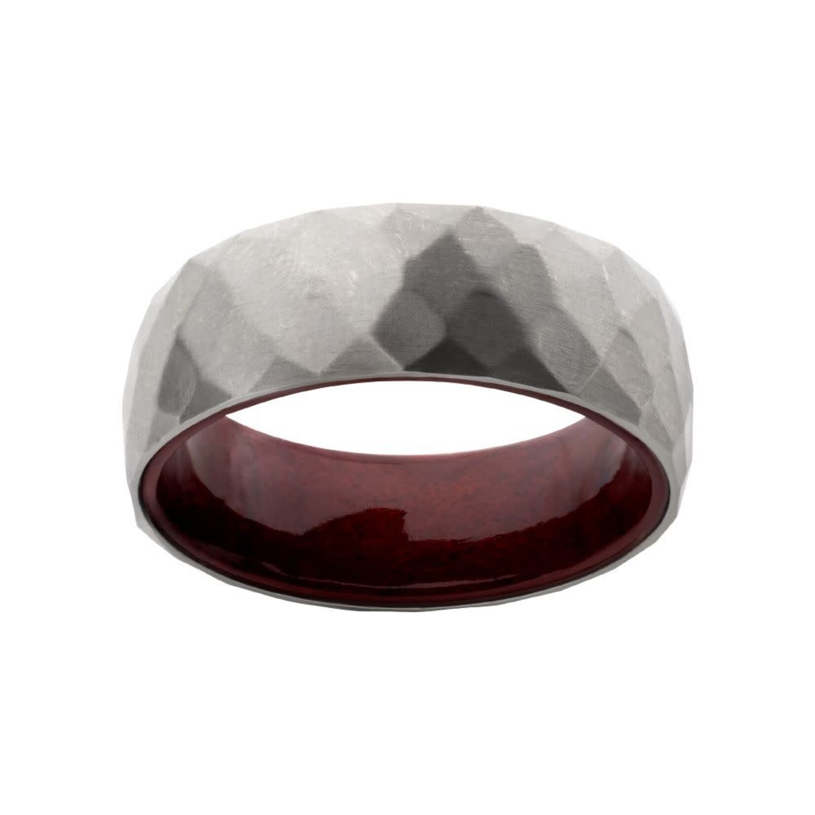 Inox Titanium & Redwood Matte Finish Mosaic Comfort Fit Ring