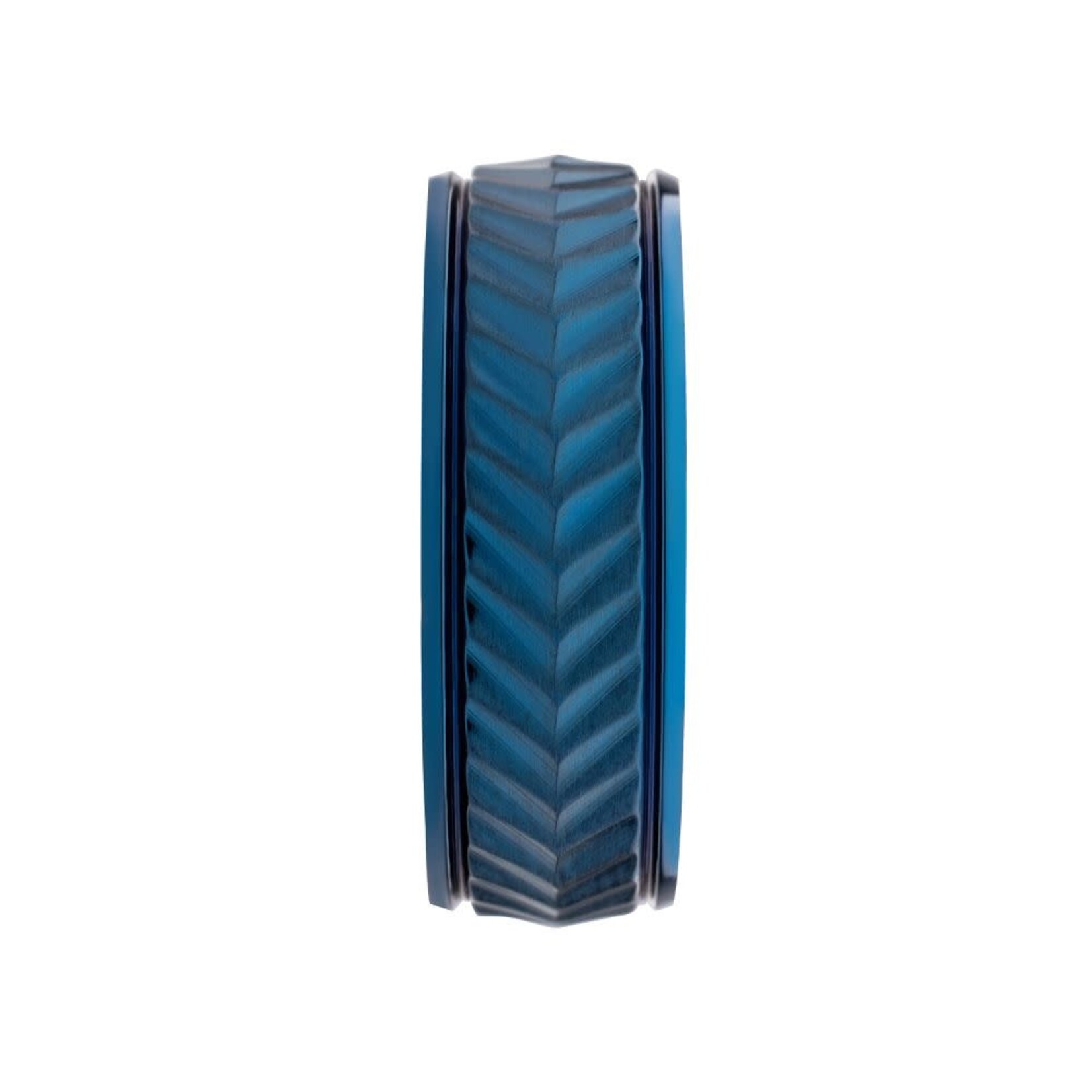 Inox Blue IP Titanium Matte Finish Chevron Comfort Fit Ring