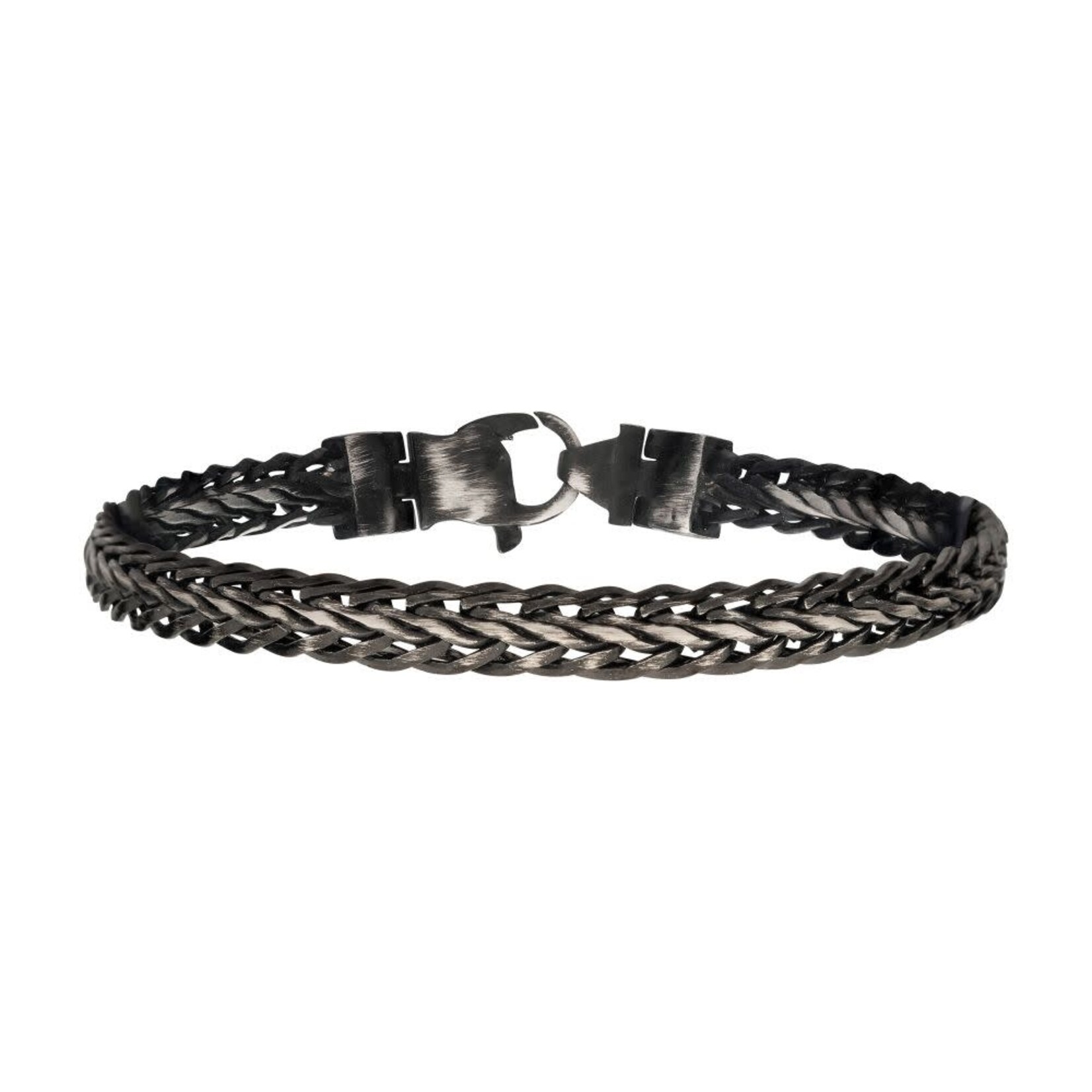Inox Antiqued Black IP Double Diamond Cut Spiga Chain Bracelet