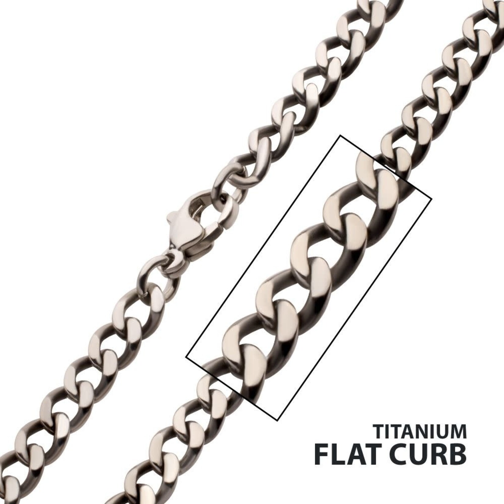 Inox 4.35mm Titanium Flat Curb Chain Necklace with Lobster Clasp