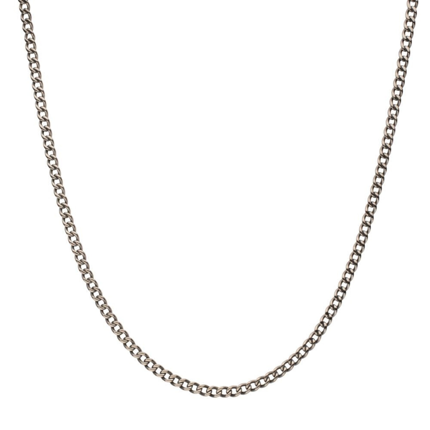 Inox 4.35mm Titanium Flat Curb Chain Necklace with Lobster Clasp