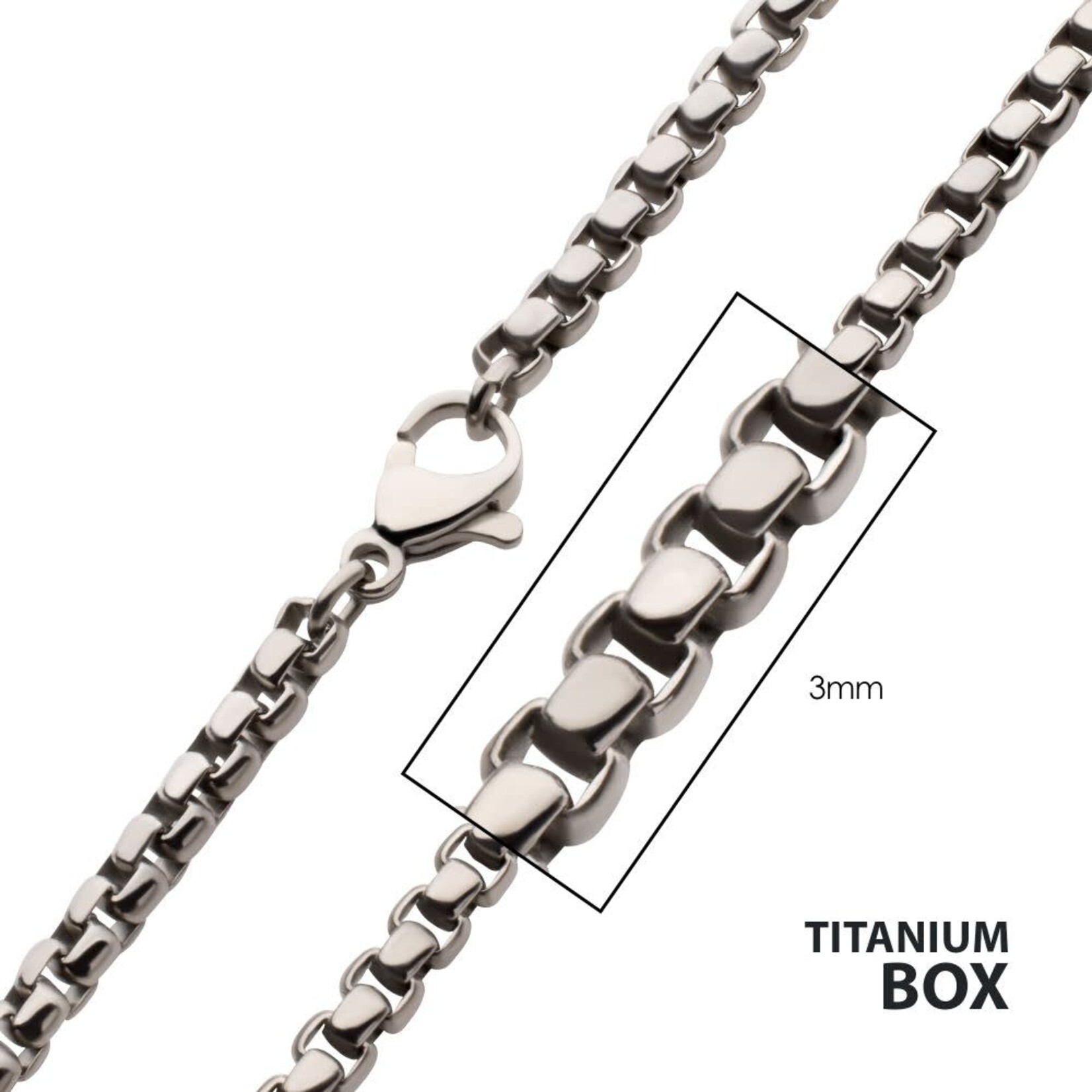 Inox 3mm Titanium Box Chain Necklace 16"