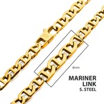 Inox 8mm 18K Gold IP Mariner Link Chain Necklace 26"