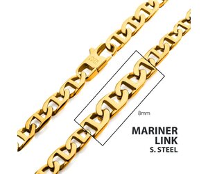8mm 18K Gold IP Mariner Link Chain - 24 inch - Angel Haven
