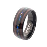 Inox Titanium Black IP Wood & Opal Ring