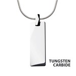 Inox Tungsten Carbide Beveled ID Tag Pendant with Steel Snake Chain 22"