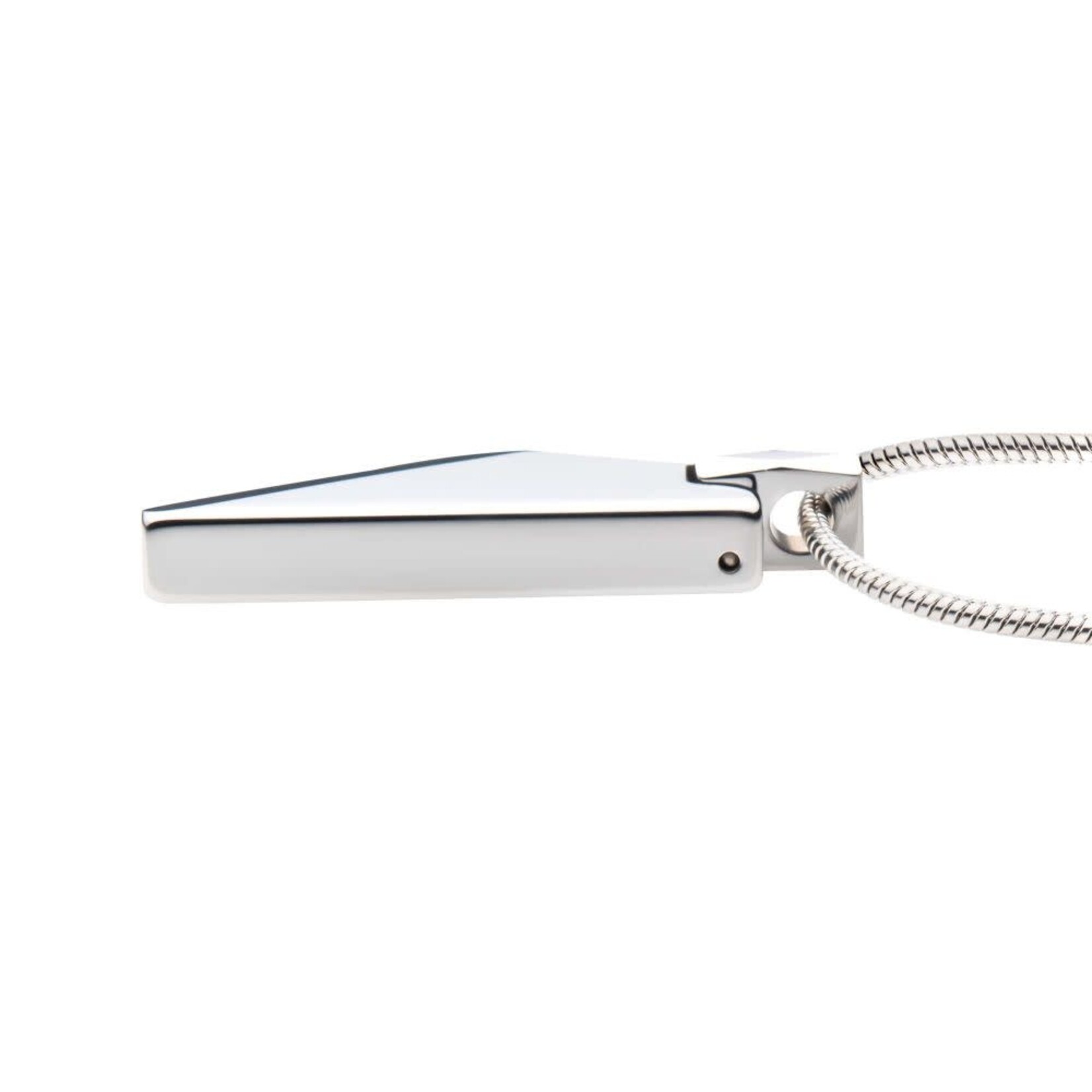 Inox Tungsten Carbide Beveled ID Tag Pendant with Steel Snake Chain 22"