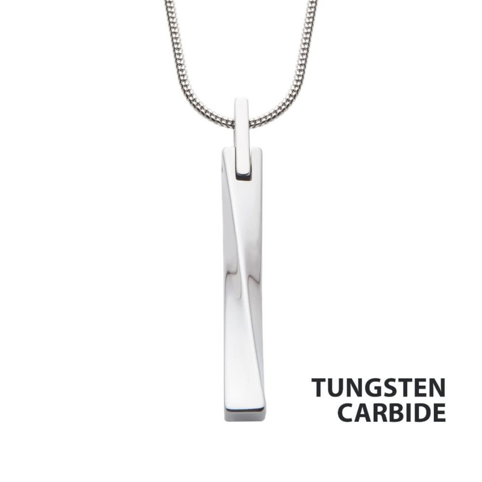 Inox Tungsten Carbide Warped Monolith Pendant with Steel Snake Chain 22"