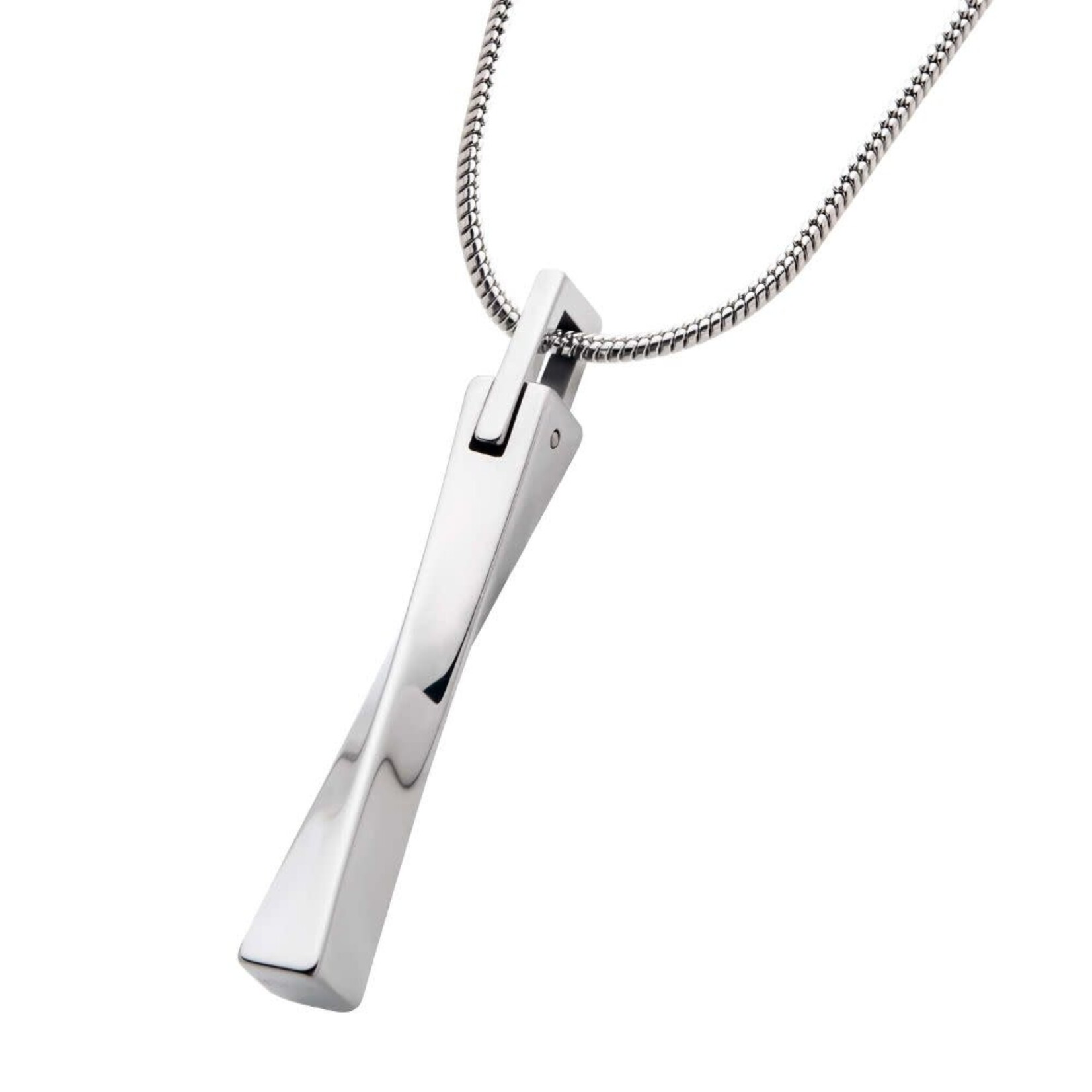 Inox Tungsten Carbide Warped Monolith Pendant with Steel Snake Chain 22"