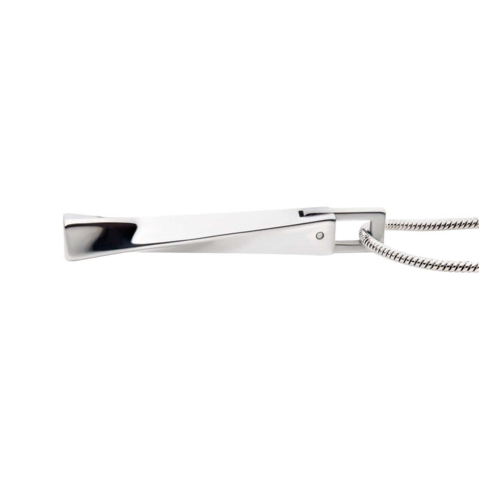 Inox Tungsten Carbide Warped Monolith Pendant with Steel Snake Chain 22"