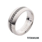 Inox Titanium Prong Set Black Gem Streamline Comfort Fit Ring