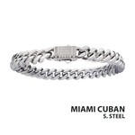 Inox 8mm Steel Miami Cuban Chain Bracelet with CNC Precision Set CZ Double Tab Box Clasp 8"