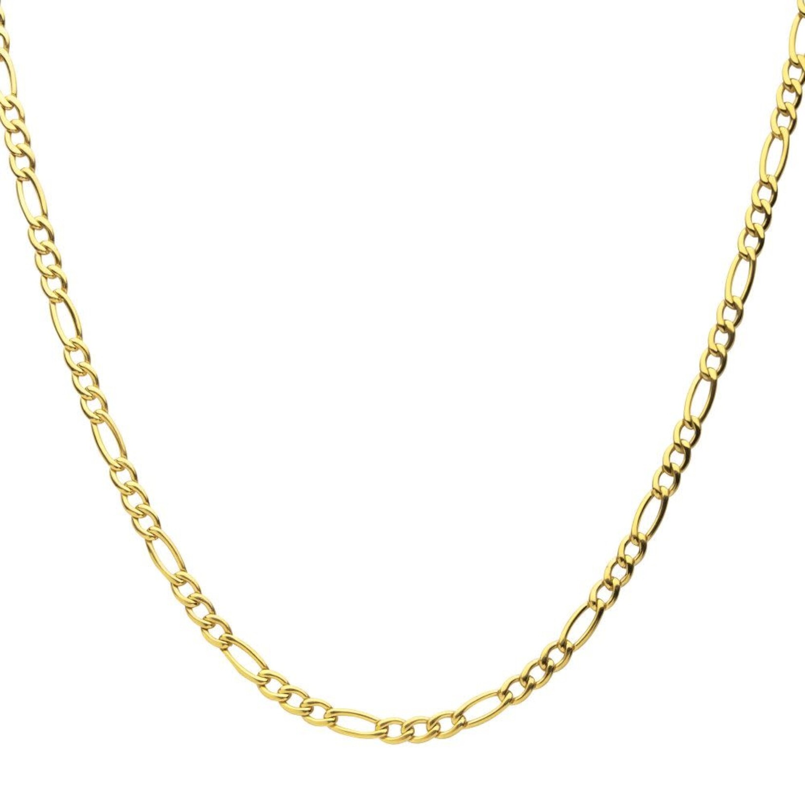 Inox 4.7mm 18Kt Gold IP Titanium Figaro Chain Necklace 16"