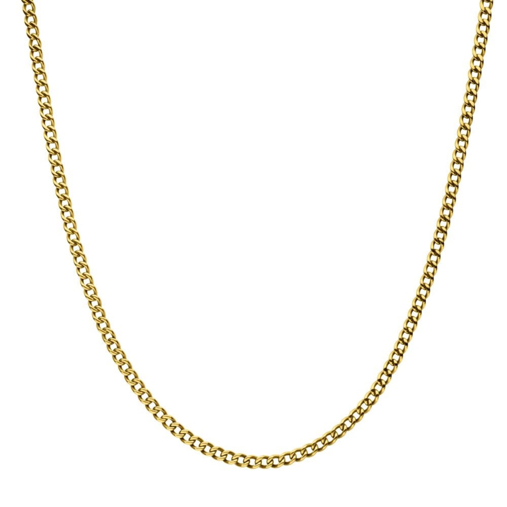 Inox 4.35mm 18Kt Gold IP Titanium Flat Curb Chain Necklace 18"