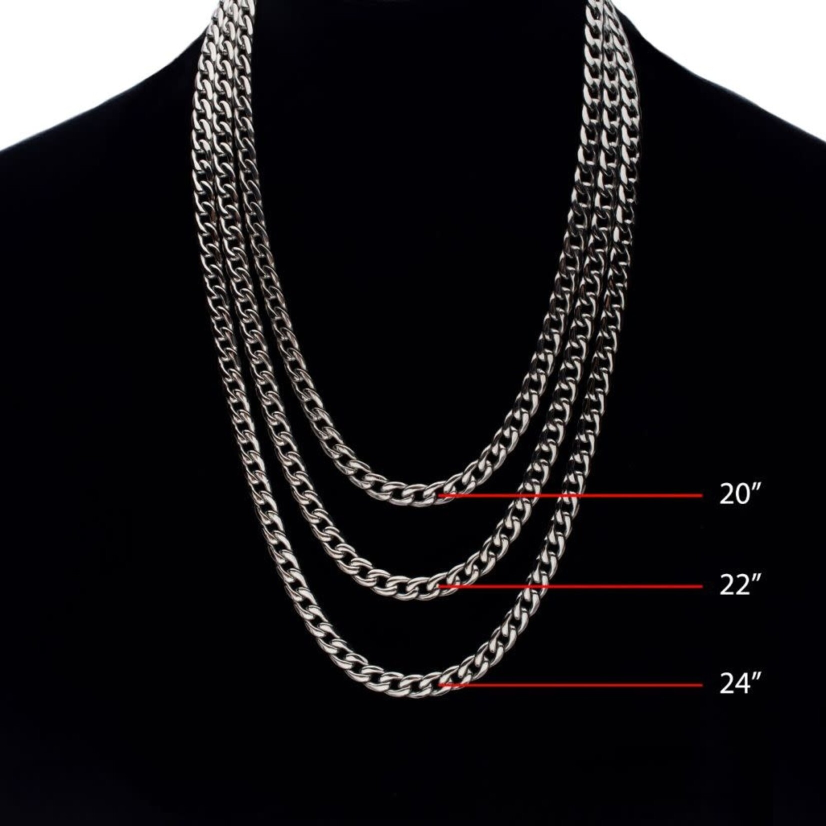 Inox 7.4mm Titanium Curb Chain Necklace with Lobster Clasp 20"